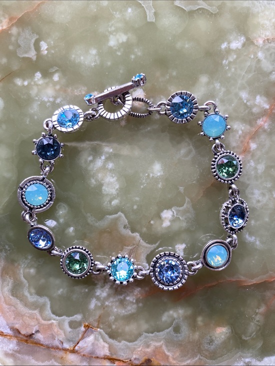 Jewelry - Swarovski Crystal Silver Bracelet - Blue Green